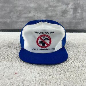 VINTAGE WORKWEAR MESH SNAPBACK TRUCKER HAT OSFA TWO TONE CALL BEFORE YOU DIG